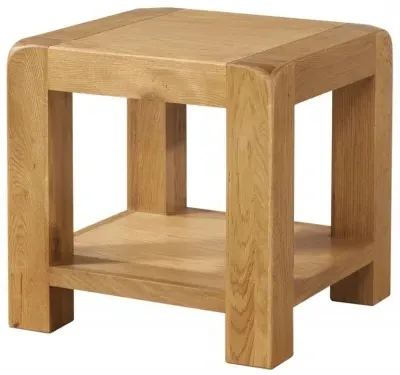 Curve Oak Lamp Table with Storage - Wax, Oak image