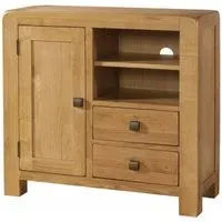 Curve Oak Sideboard Media Unit - Wax, Oak