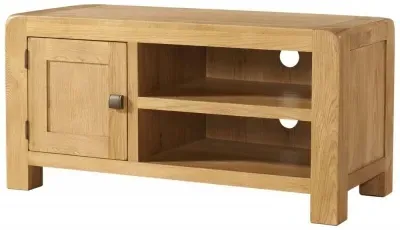Curve Oak Small TV Unit - Wax
