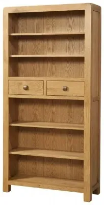 Curve Oak Tall Bookcase - Wax image