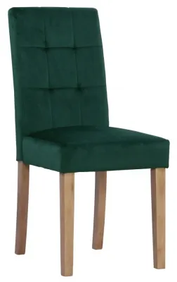 Dorset Oak Ashbury Dining Chair - Forest Green, Velvet image
