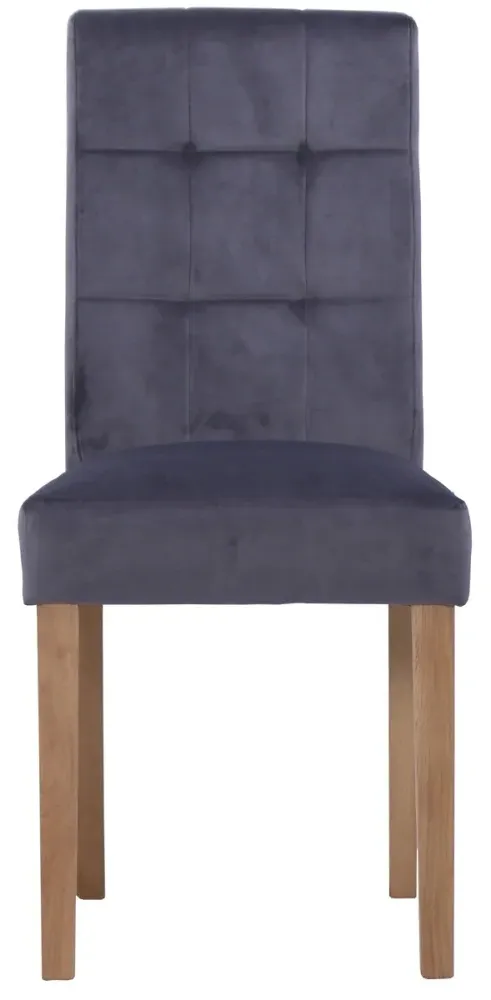 Dorset Oak Ashbury Velvet Dining Chair - Graphite, Oak