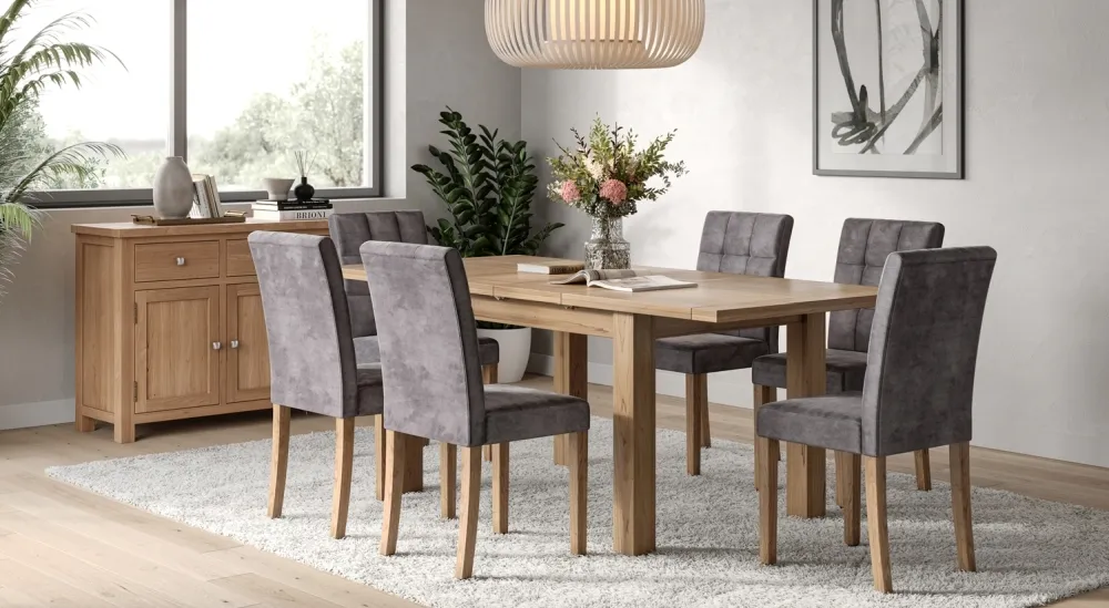 Dorset Oak Ashbury Velvet Dining Chair - Graphite, Oak