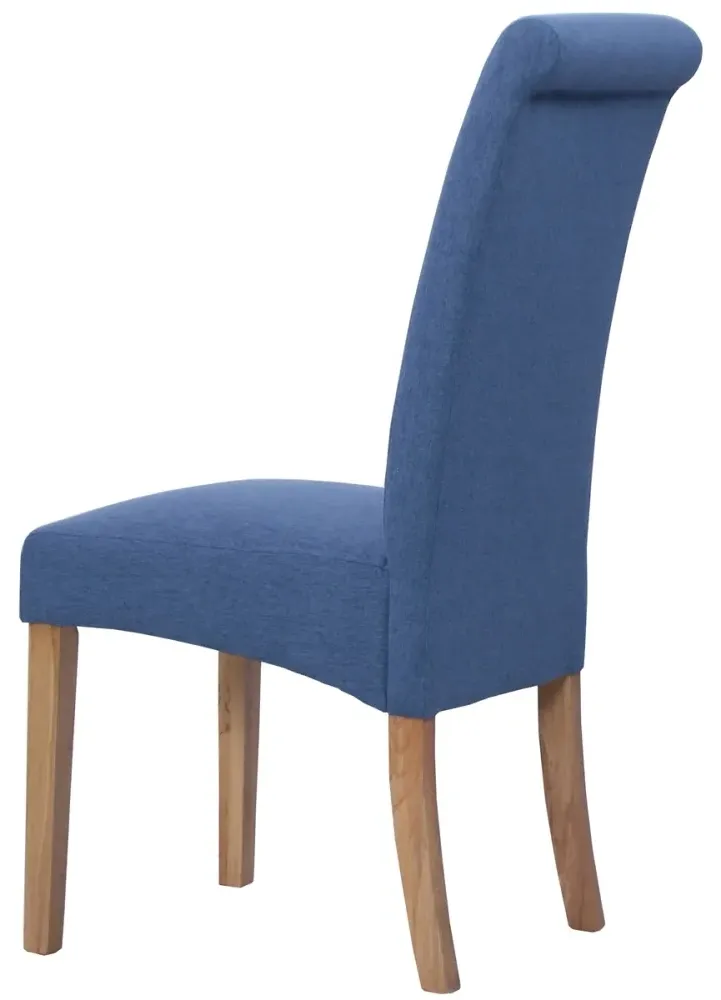 Dorset Oak Wesbury Rollback Dining Chair - Blue, Velvet