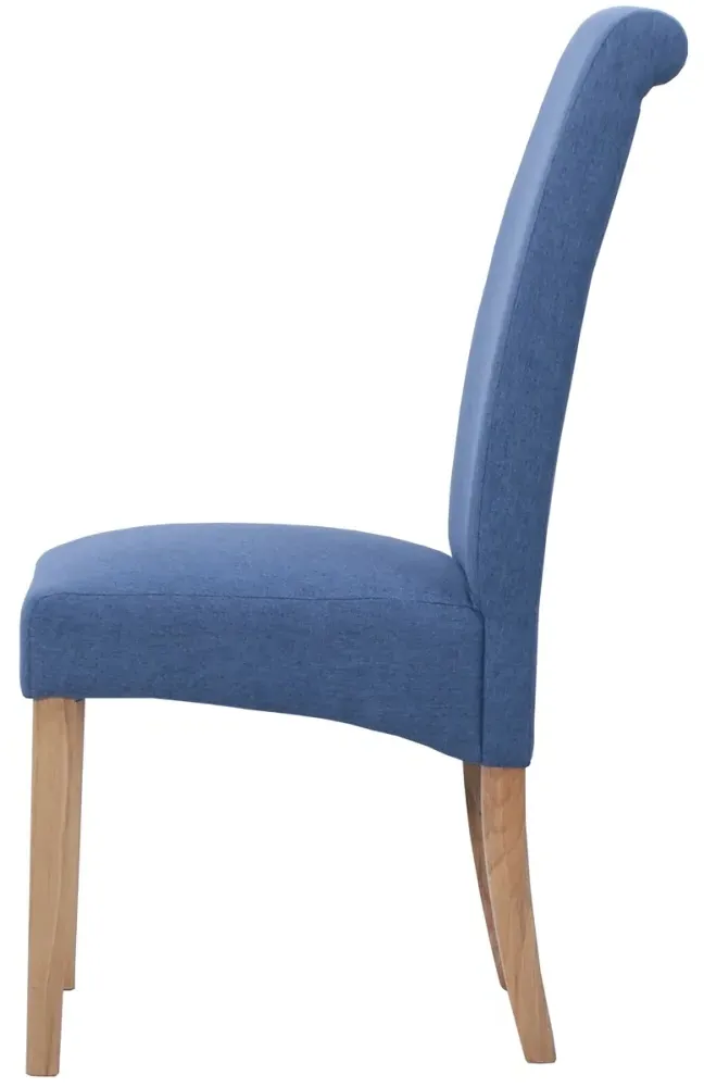 Dorset Oak Wesbury Rollback Dining Chair - Blue, Velvet