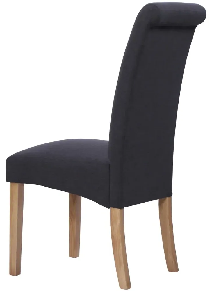 Dorset Oak Wesbury Rollback Dining Chair - Dark Grey, Velvet