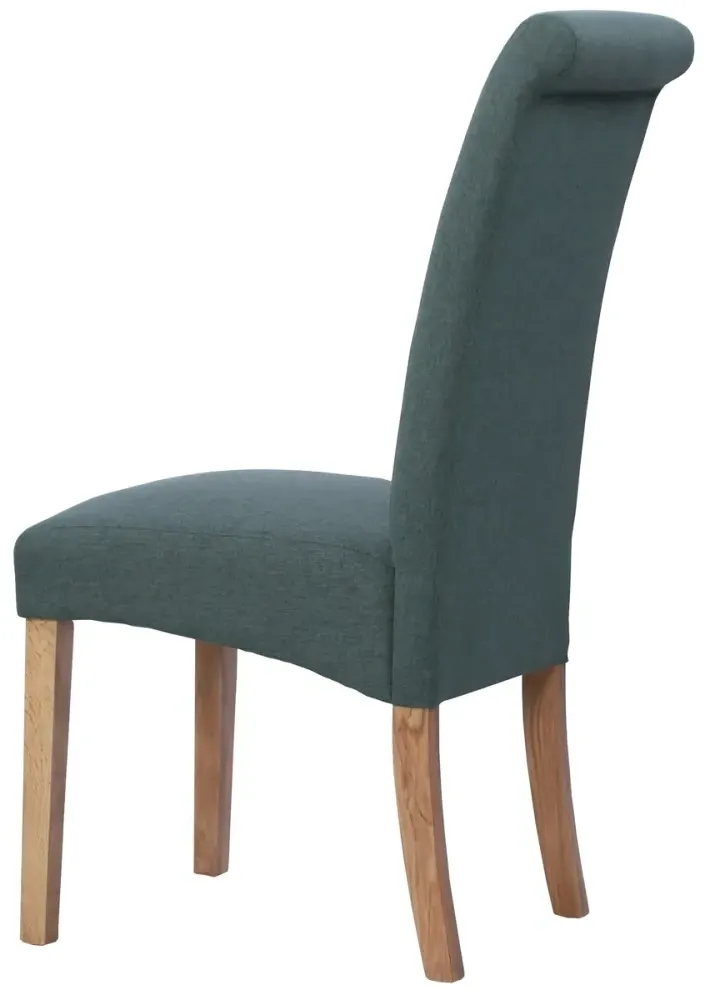Dorset Oak Wesbury Rollback Dining Chair - Green, Velvet