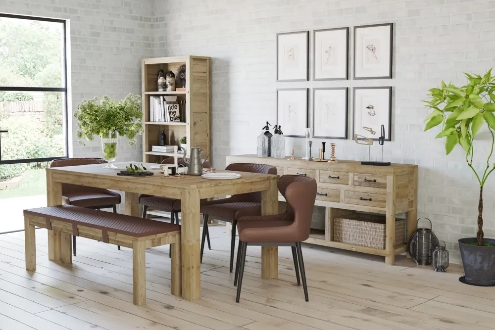 Langley 6 Seater Extending Dining Table - Reclaimed Pine