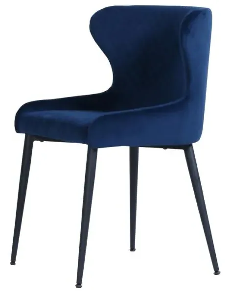 Langley Dining Chair - Navy Blue, Velvet Fabric