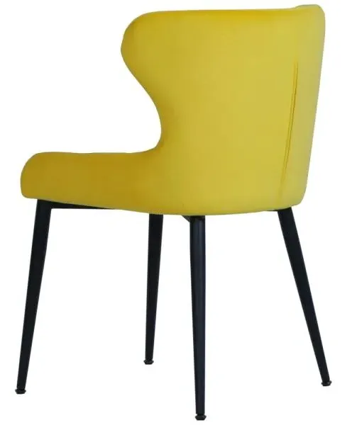 Langley Dining Chair - Yellow, Velvet Fabric
