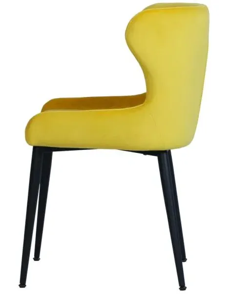 Langley Dining Chair - Yellow, Velvet Fabric