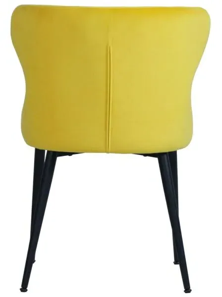 Langley Dining Chair - Yellow, Velvet Fabric