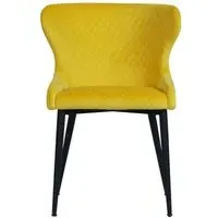 Langley Dining Chair - Yellow, Velvet Fabric