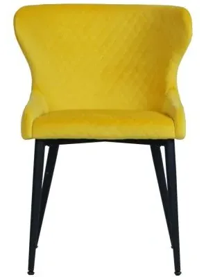 Langley Dining Chair - Yellow, Velvet Fabric