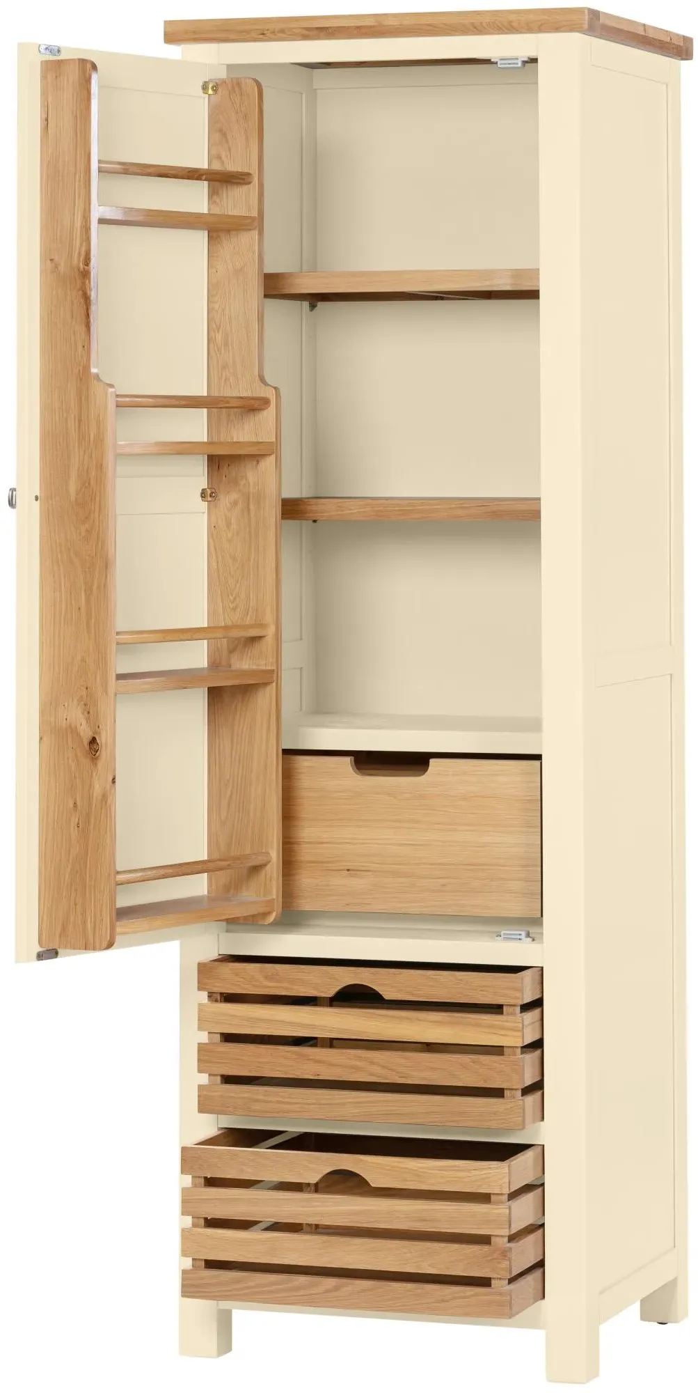 Lundy 1 Door Larder Unit - Ivory, Oak