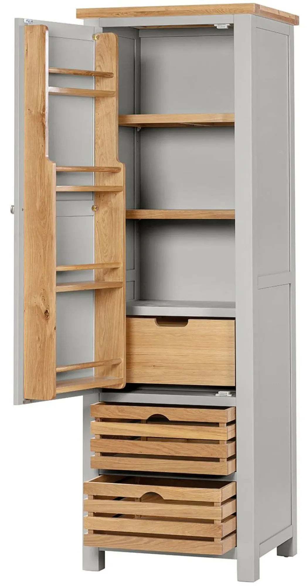 Lundy 1 Door Larder Unit - Moon Grey, Oak
