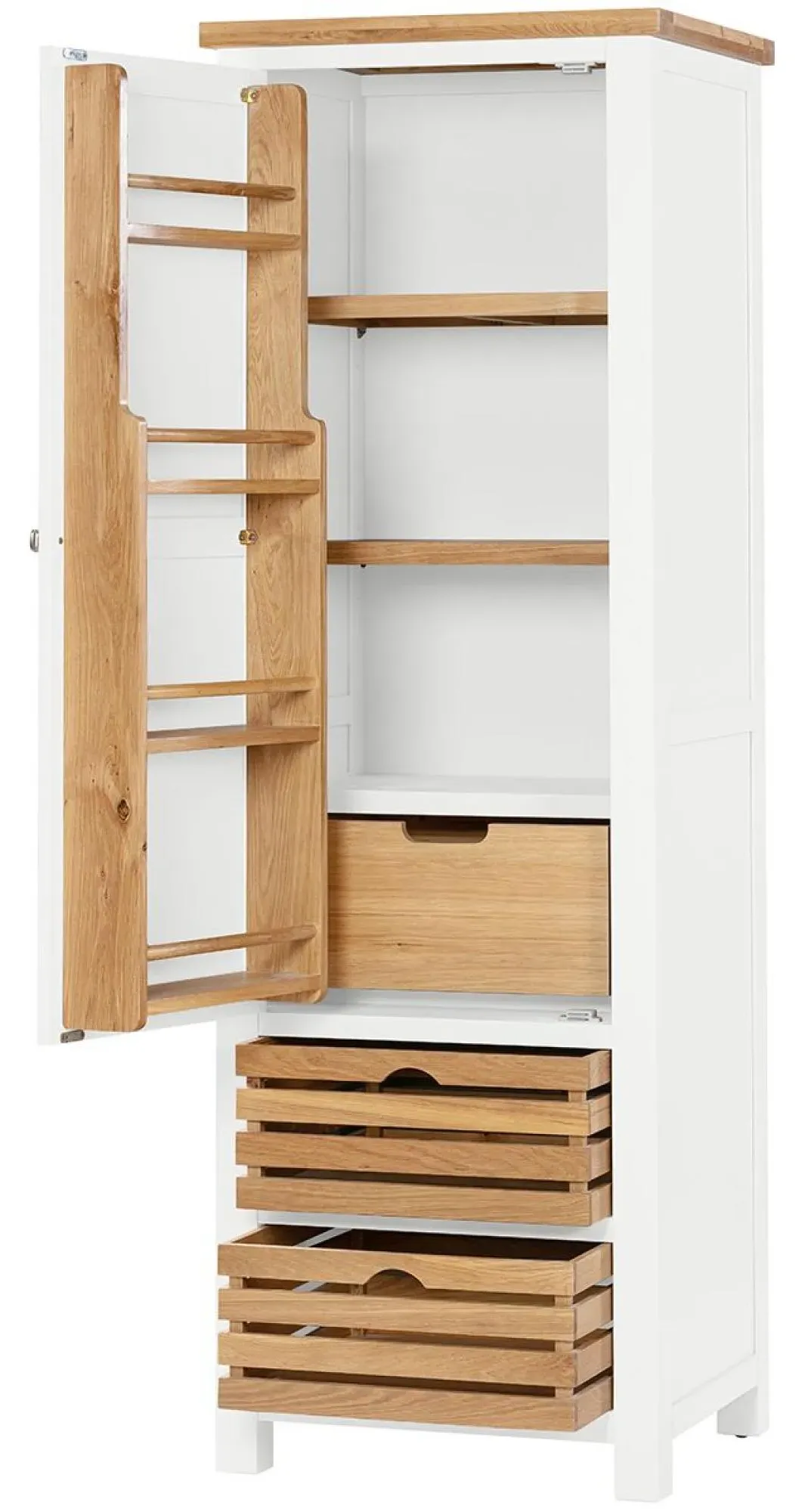Lundy 1 Door Larder Unit - White, Oak