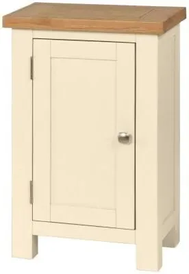Lundy 1 Door Small Hall Cabinet - Ivory, Oak image