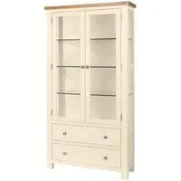 Lundy 2 Door Display Cabinet - Ivory, Oak