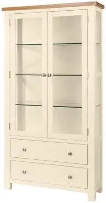 Lundy 2 Door Display Cabinet - Ivory, Oak image