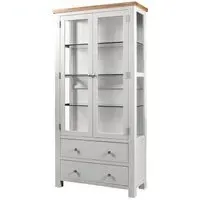 Lundy 2 Door Display Cabinet - Moon Grey, Oak