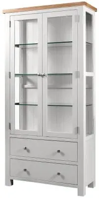 Lundy 2 Door Display Cabinet - Moon Grey, Oak
