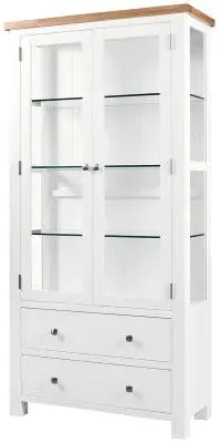 Lundy 2 Door Display Cabinet - White, Oak