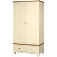 Lundy 2 Door Wardrobe with Drawers - Ivory, Oak