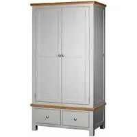 Lundy 2 Door Wardrobe with Drawers - Moon Grey, Oak