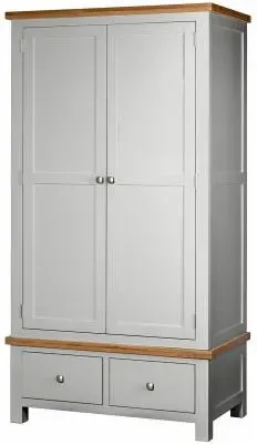 Lundy 2 Door Wardrobe with Drawers - Moon Grey, Oak