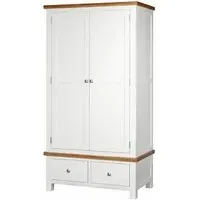 Lundy 2 Door Wardrobe with Drawers - White, Oak