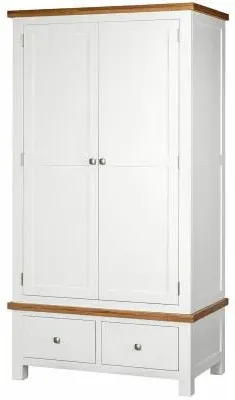 Lundy 2 Door Wardrobe with Drawers - White, Oak