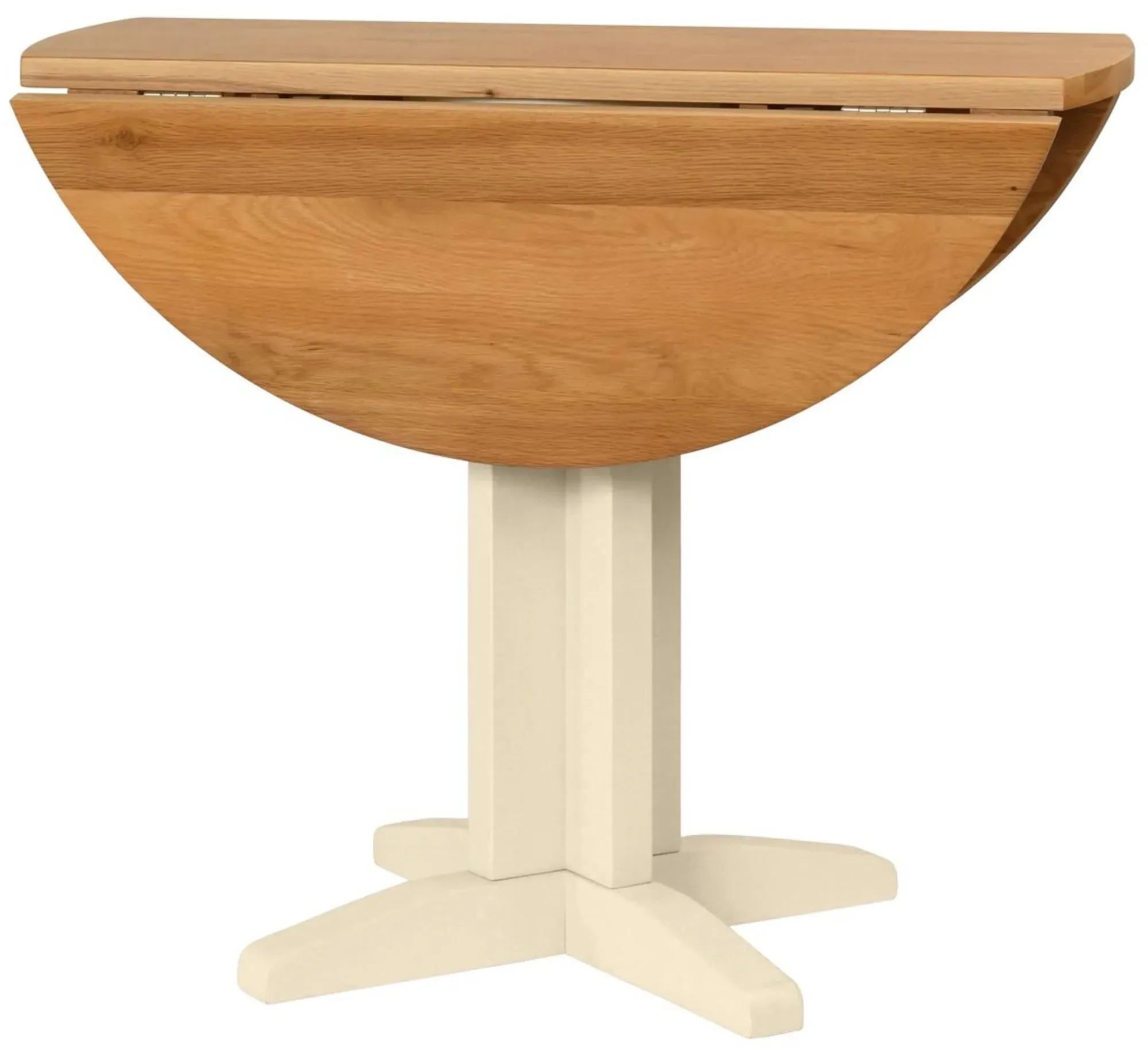 Lundy 2-Seater Round Drop Leaf Dining Table - Ivory