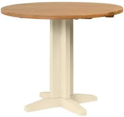 Lundy 2-Seater Round Drop Leaf Dining Table - Ivory