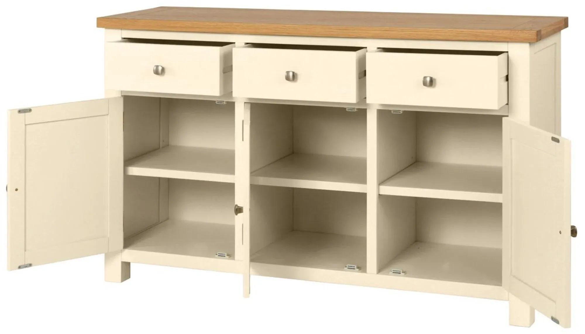 Lundy 3 Door Sideboard - Ivory, Oak