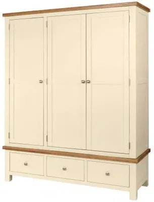 Lundy 3 Door Triple Wardrobe - Ivory image