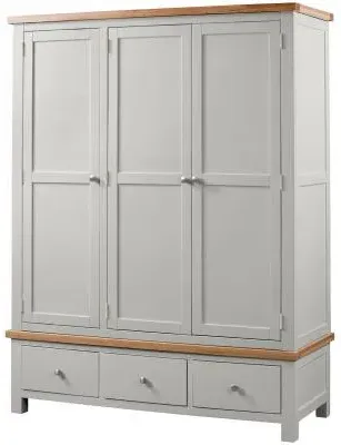 Lundy 3 Door Triple Wardrobe - Moon Grey