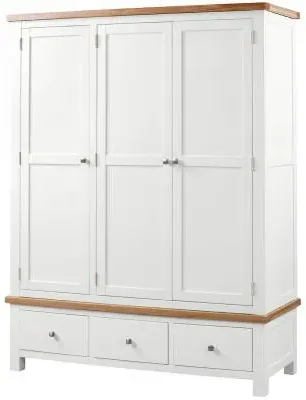 Lundy 3 Door Triple Wardrobe - White