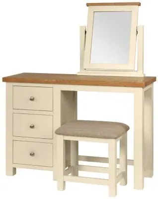 Lundy 3 Drawer Dressing Table with Stool - Ivory, Oak image