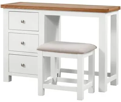 Lundy 3 Drawer Dressing Table with Stool - White