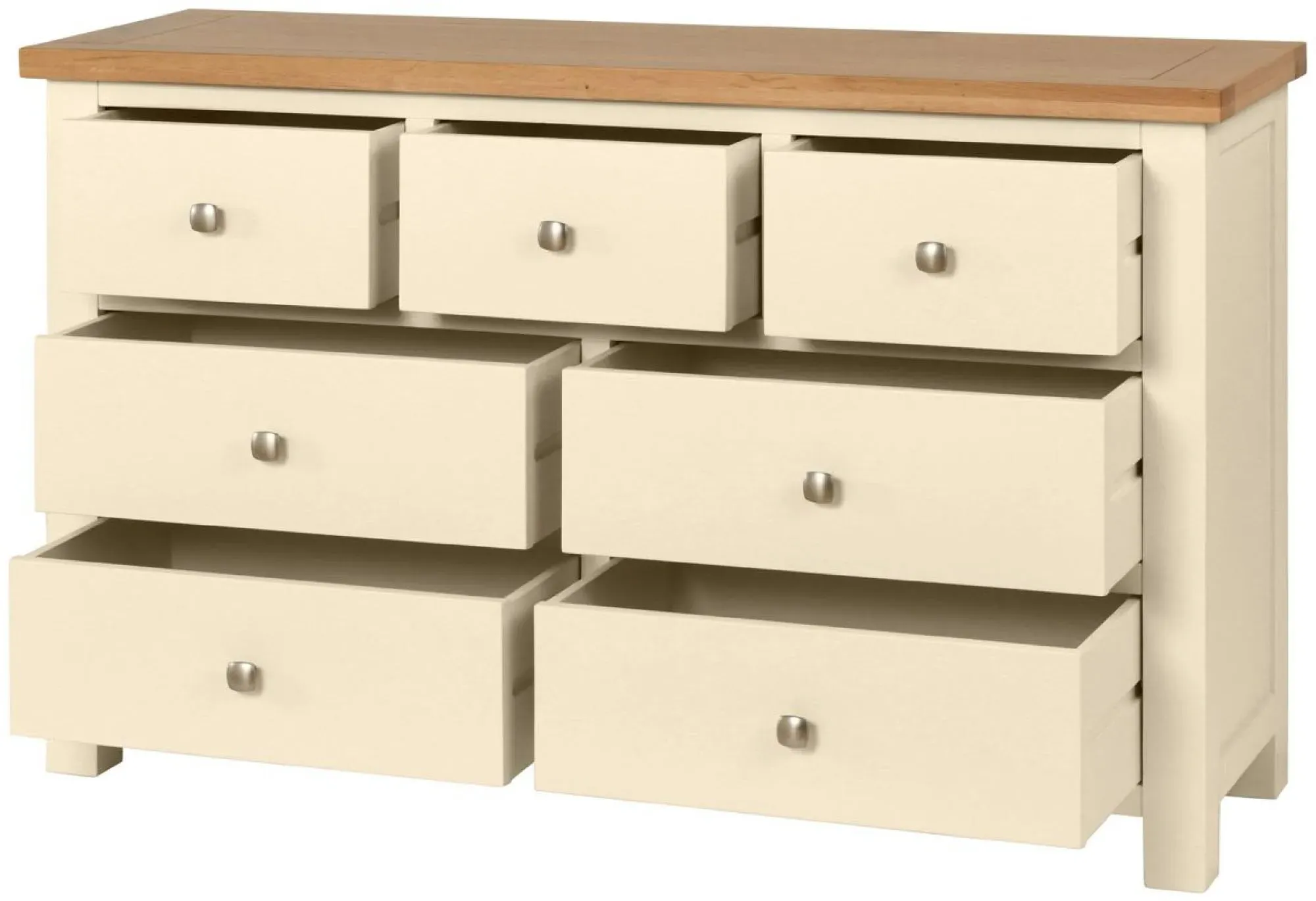 Lundy 3+4 Drawer Chest - Ivory, Oak