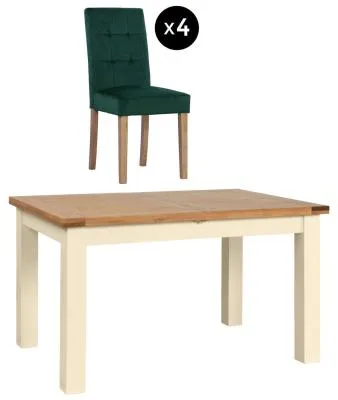 Lundy 4-8 Seater Extending Dining Set - Ivory, Forest Green image