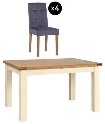 Lundy 4-8 Seater Extending Dining Set - Ivory, Graphite