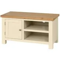 Lundy 90cm TV Unit - Ivory, Oak
