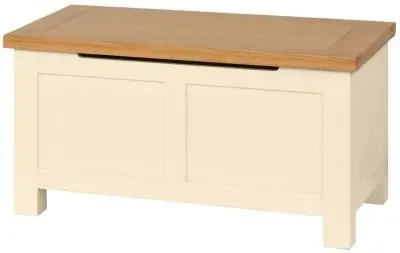 Lundy Blanket Box with Storage - Ivory, Oak image