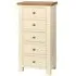 Lundy Narrow 5 Drawer Chest - Ivory, Oak