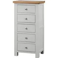 Lundy Narrow 5 Drawer Chest - Moon Grey, Oak