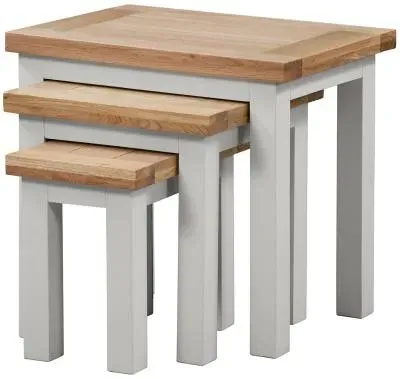 Lundy Nest of 3 Tables - Grey, Oak