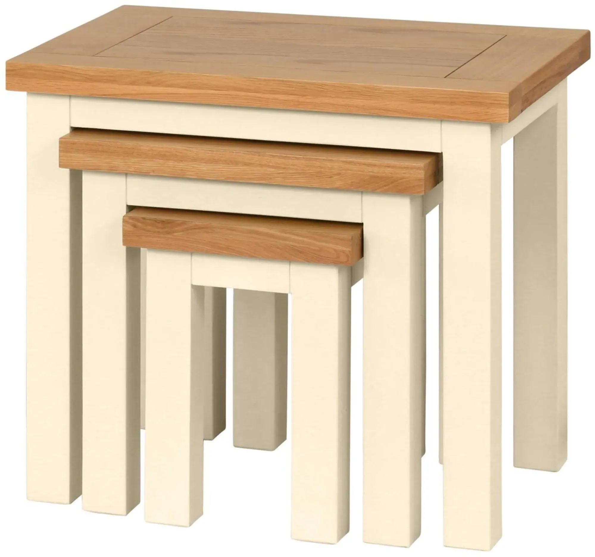 Lundy Nest of 3 Tables - Ivory, Oak