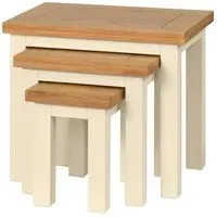Lundy Nest of 3 Tables - Ivory, Oak